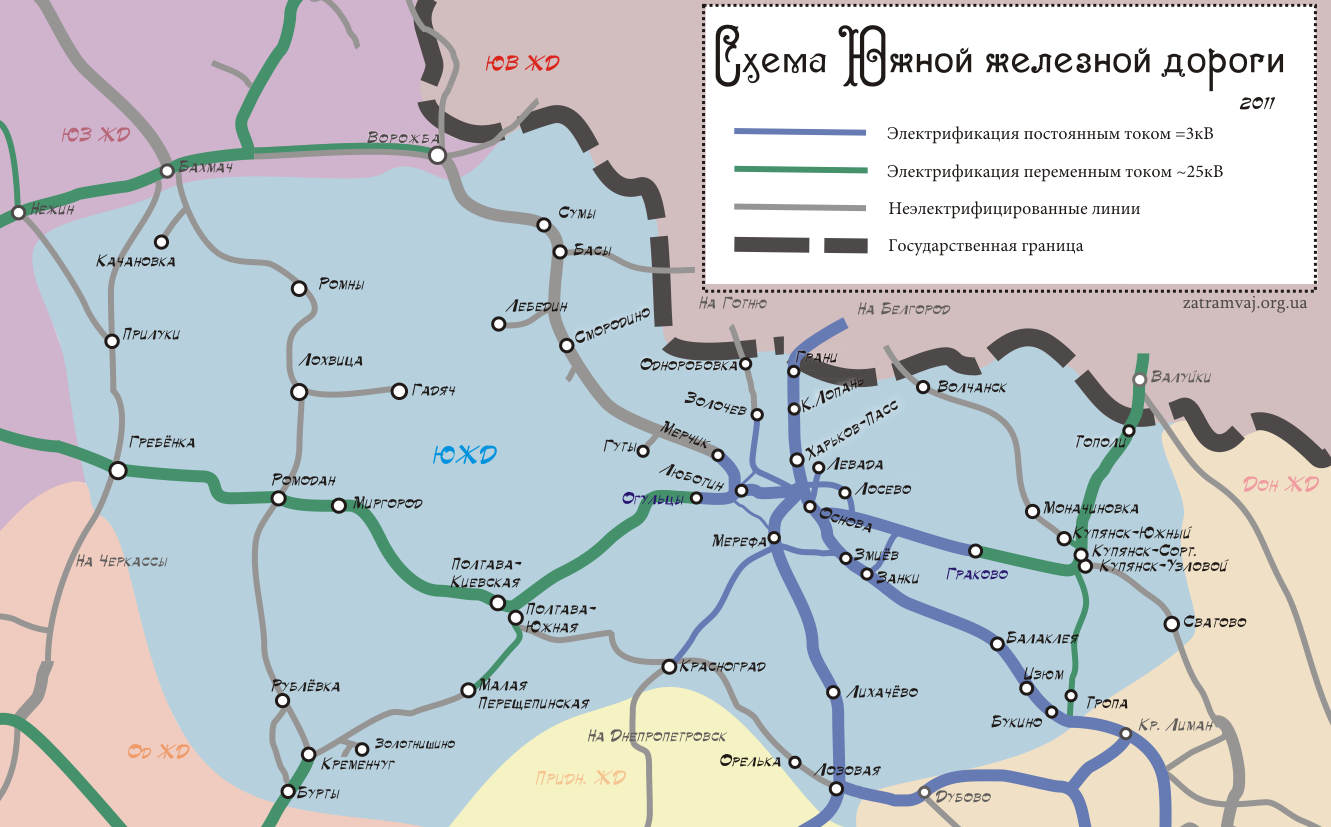 Карта железных дорог луганской области